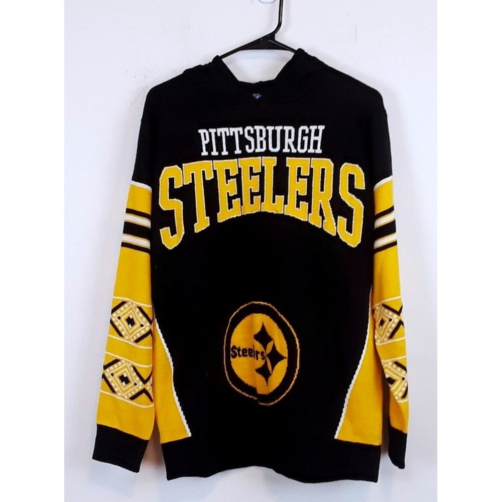 NFL Team Apparel Pittsburgh Steelers Hoodie Mens Medium Black Yellow Sweater
